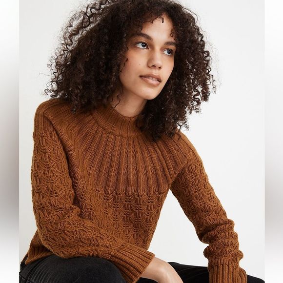 Madewell Sweaters - Madewell Pointe stitch Mix Mockneck Sweater Sz S
